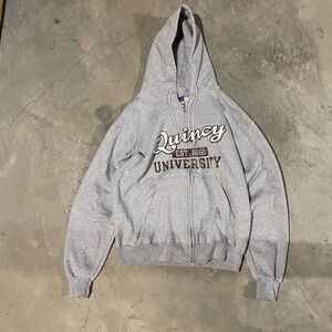Gray quincy college champions hoodie zipup